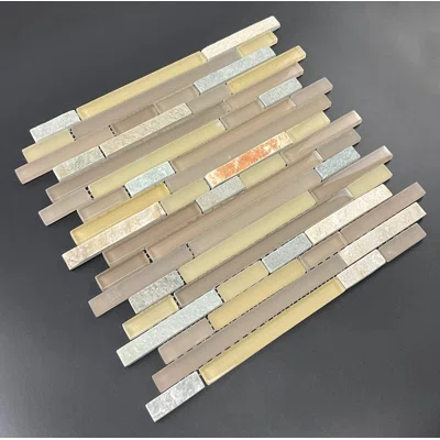 Metal and Glass Linear Mosaic Tile