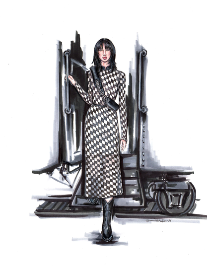 Original Pencil & Marker Illustration Of A Private Policy Design The Collection Was in Honor Trans Continental Railroad