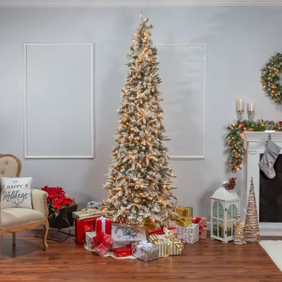 9' Green Pine Artificial Christmas Tree with 650 Clear/White Lights