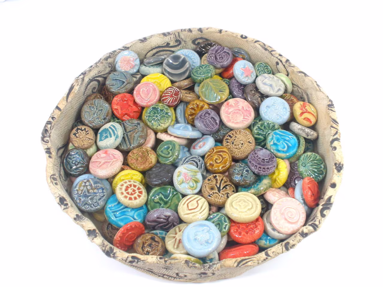 Ceramic Cabochons Round Colorful Tiles & Cabochon Collection Table Decor Altered Art Mixed Media Jewelry Design Mosaic Spring