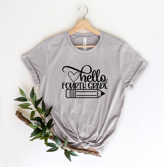 Pencil Hello Fourth Grade Teacher Shirt, Student, Teachers Life, Racerback, 4Th Tee, Girls Boys Team T-Shirt, Youth Kids Tee