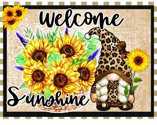 Us Shipping, 40x30cm Adorable Gnome, Sunflowers Diamond Painting Kit. Square Drills, Full Drill