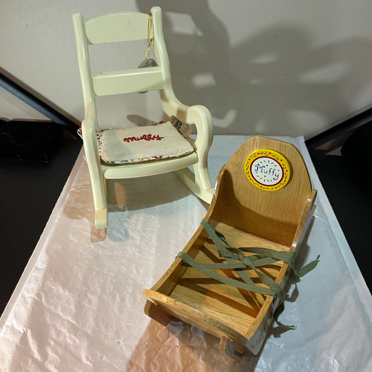 Muffy Vanderbear Choice Of Rocking Chair Or Dog Sled Nice Wooden Vintage Toy Accessories