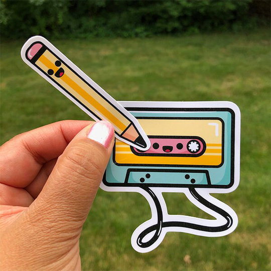 Old School Cassette Tape Pencil Stickers
