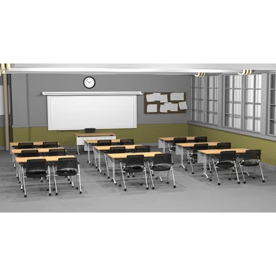 19 Person Training Meeting Seminar Tables with Modesty Panels and 19 Chairs Complete Set