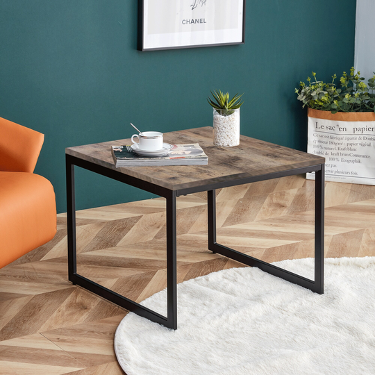 Coffee Table, Sofa Side Table Laptop Desk with Black Metal Legs