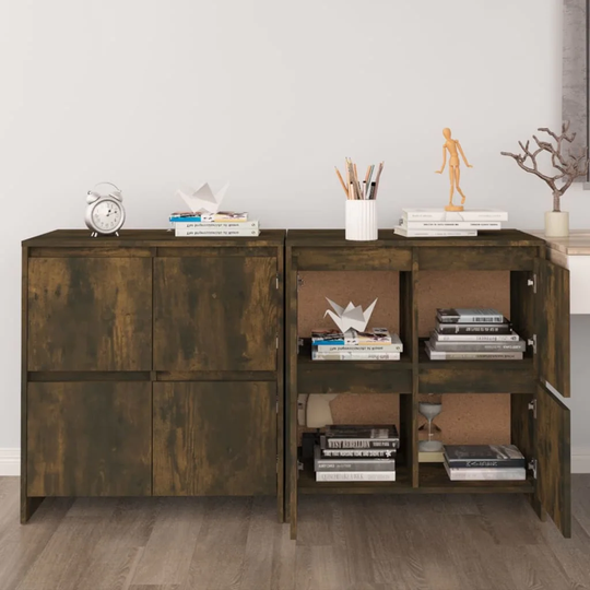 Sideboards 2 pcs Smoked Oak 27.6"x16.1"x29.5" Engineered Wood