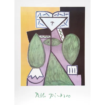 Femme En Vert Et Mauve