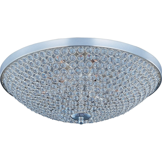 Maxim Beveled Crystal Shade 9-light Silver Glimmer Flush Mount Light