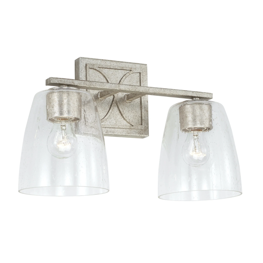 Sylvia 2-light 15-inch Bath/ Vanity Fixture w/ Clear Seeded Glass