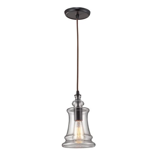Elk Lighting Menlow Park Clear Glass 1-light Oiled Bronze Pendant