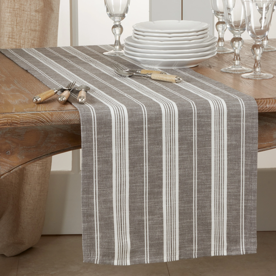 Cotton Table Runner with Striped Design