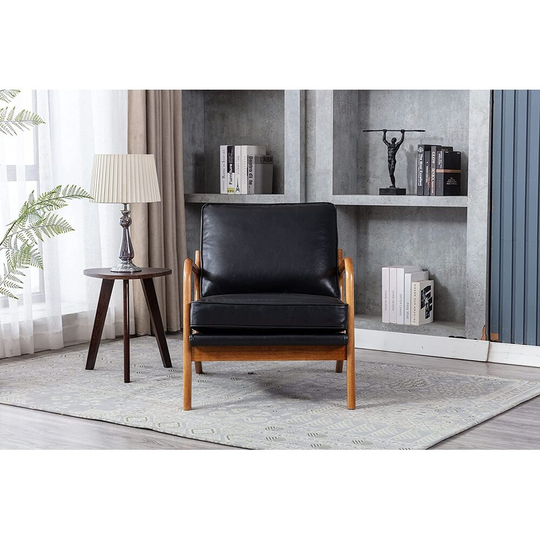 Lounge Arm Chair, Mid Century Modern Accent Chair, Wood Frame Armchair for Living Room, Bedroom