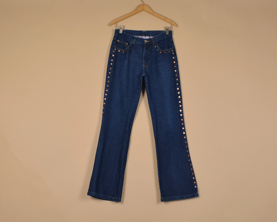 Denim Flare Dark Wash Studded Jeans