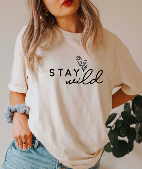Comfort Colors Boho Shirt, Stay Wild Top, T-Shirt, Comfy Oversized Statement Gift Tee
