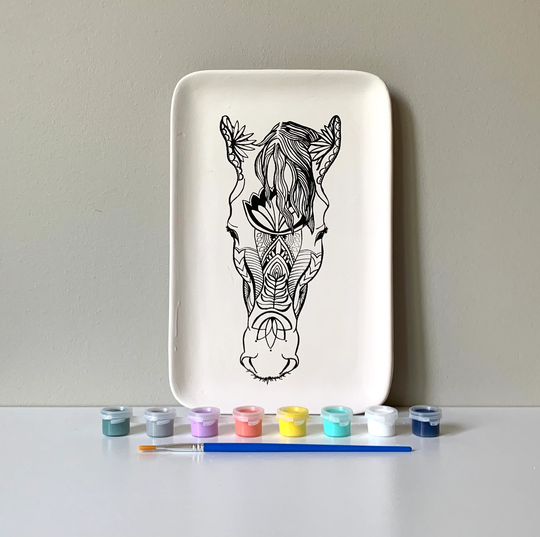 Horse Dish, Diy Pottery Painting Kit, At Home Ceramic Art Kit, Kids Kits, Ready-To-Paint Ceramic