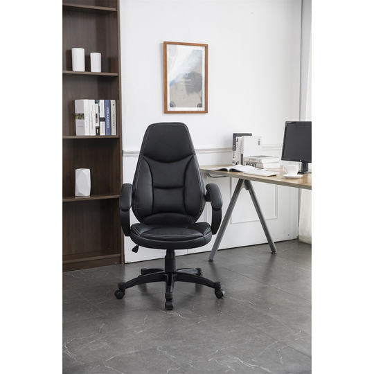 TiramisuBest High-Back Faux Leather Home Office Chair ,Black