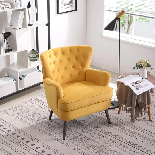 Button Tufted Accent Chairs Velvet Arm Chair