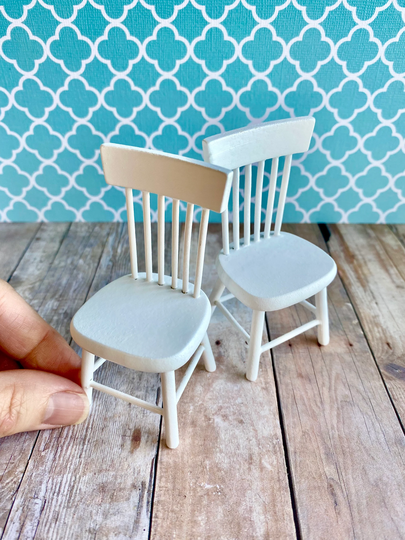 Miniature Dining Chair, Dollhouse Wood 112 Scale Kitchen White Miniature Chair