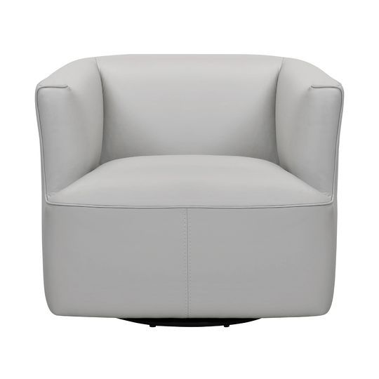 Whitney 45-Degree Swivel Leather Barrel Chair