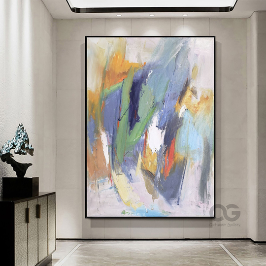 Multicolor Canvas Painting Colorful Wall Paintings Bright Coloured Art Textured Abstract Large Framed For Living Room