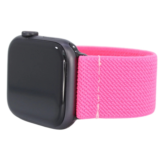Elastic Watch Band For Apple - All Series | Models 1 8, Se, Ultra Solid Neon Pink Bright Loop Strap