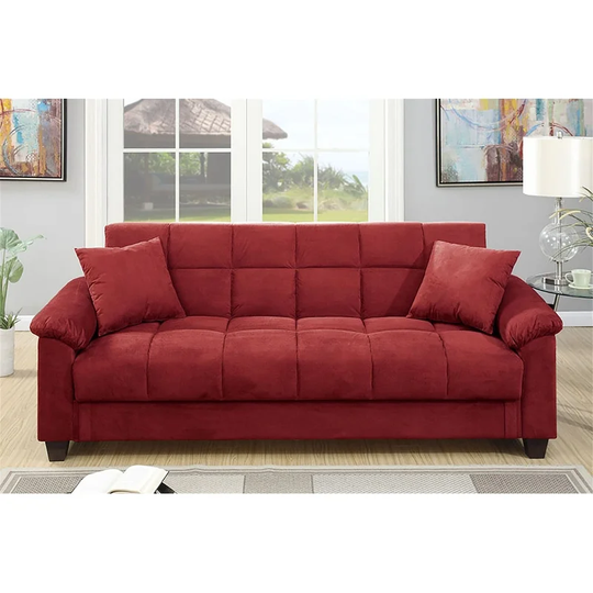 Adjustable Sofa Ebony Microfiber Couch Plush Storage Couch 1pc Futon Sofa with Pillows