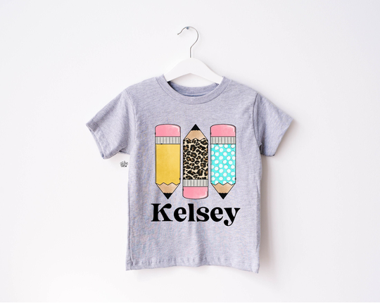 Back To School Tee For Kids | Personalized Shirt Pencil Custom Name Girls Tshirt