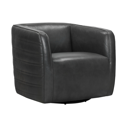 Melanie 45-Degree Swivel Leather Barrel Chair