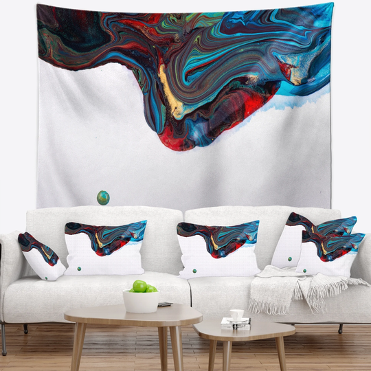 Designart 'Multi Color Abstract Acrylic Paint Mix' Abstract Wall Tapestry