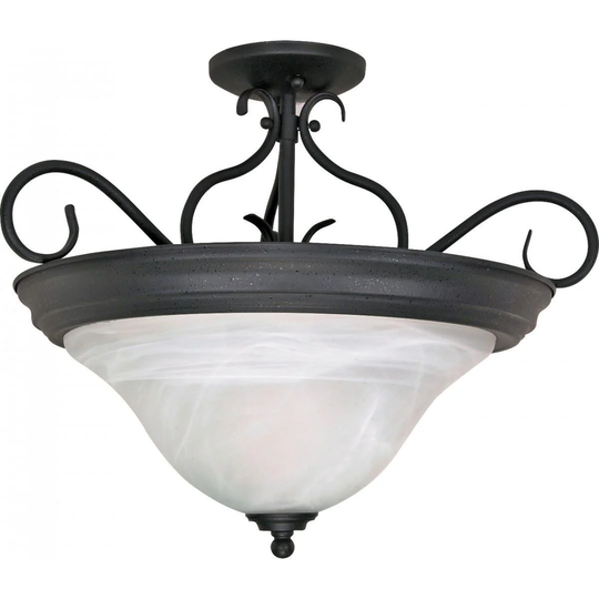 Castillo - 3 Light - 19" - Semi-Flush - with Alabaster Swirl Glass