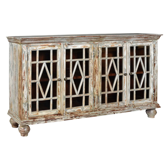 Bengal Manor Distressed Grey Mango Wood 4-door Sideboard