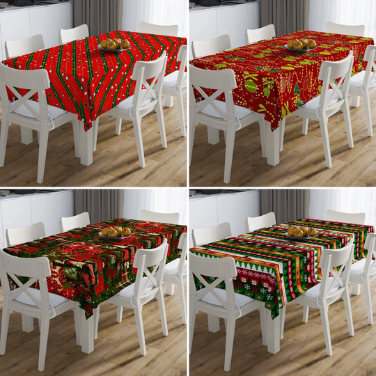 Christmas Tablecloth, Red Table Cover, Kitchen Linens, Dining Room Decor, Xmas New Year's Gift For Her