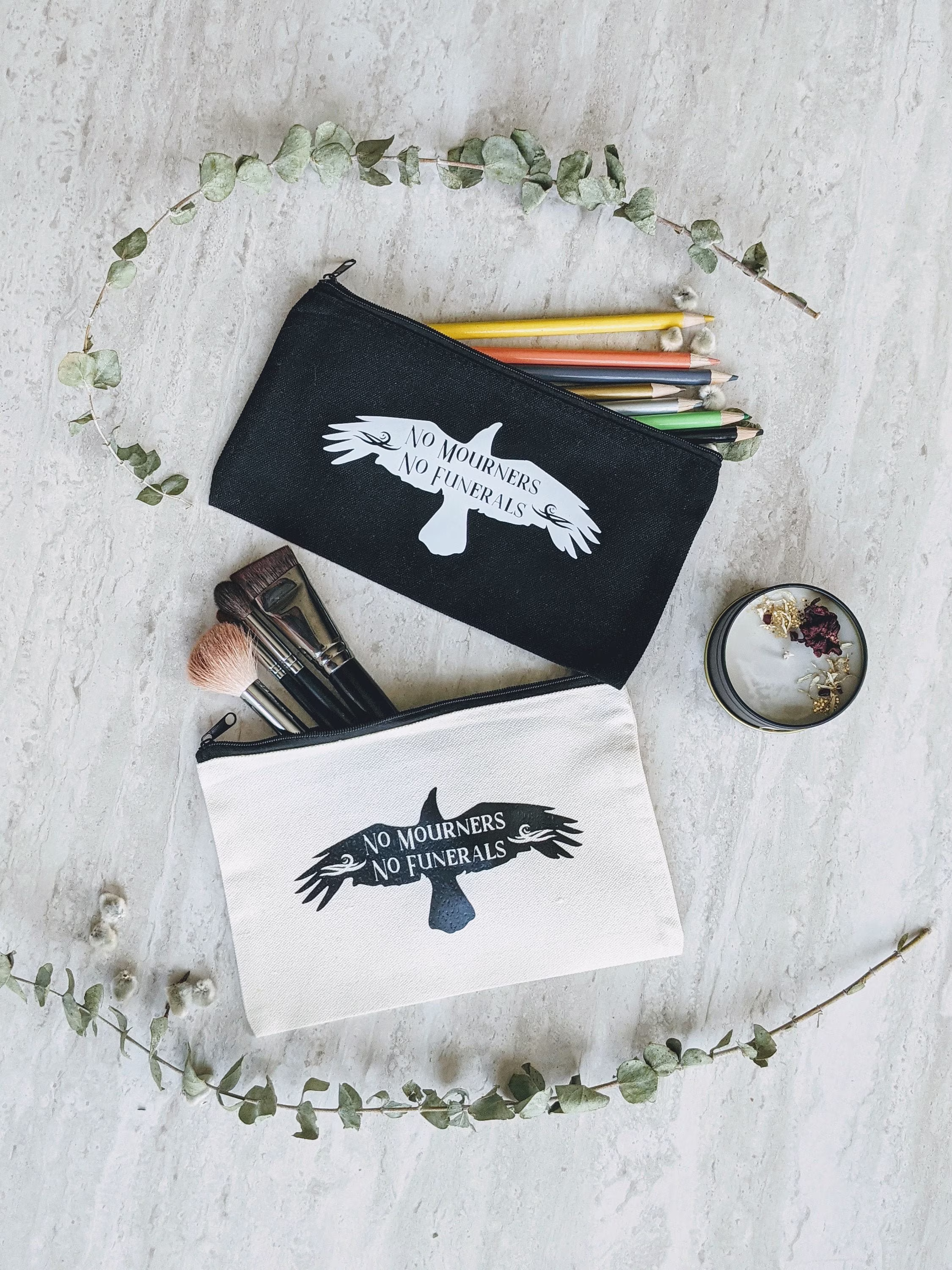 Six Of Crows Bookish Zipper Canvas Pencil Pouch, Grisha Makeup Toiletry Travel Bag, Book Lover Mothers Day Gift, Literary Best Friend Gifts