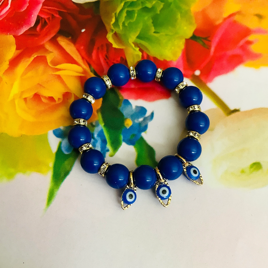 Gemstone Baby Bracelet Blue Jade Toddler Kid Bracelet Evil Eye Charm Girl Boy Natural Stone Jewelry Classy Gift Idea For A Child