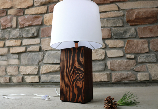 Rustic Wooden Table Lamp | Reclaimed Natural Wood Handmade Bed Side Bedroom Decor Office Desk Modern Housewarming Gift For Him
