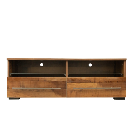 TV Stand with 2 Drawers,2 Storage Shelves & Color-changing LED Light Strip