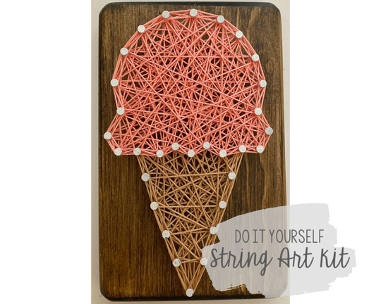 Diy Mini Ice Cream Cone String Art Kit