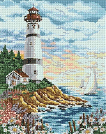 Lighthouse Diamond Painting Set By Wizardi. Wd095 Art Kit. Large Kit