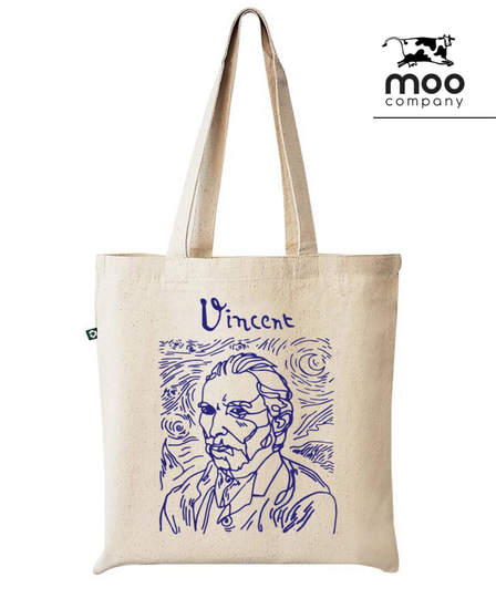 Vincent Portrait Bag, Starry Night Vincent, Van Gogh, Night, Gogh Art Bag, Artist Tote Bag, Canvas Bag