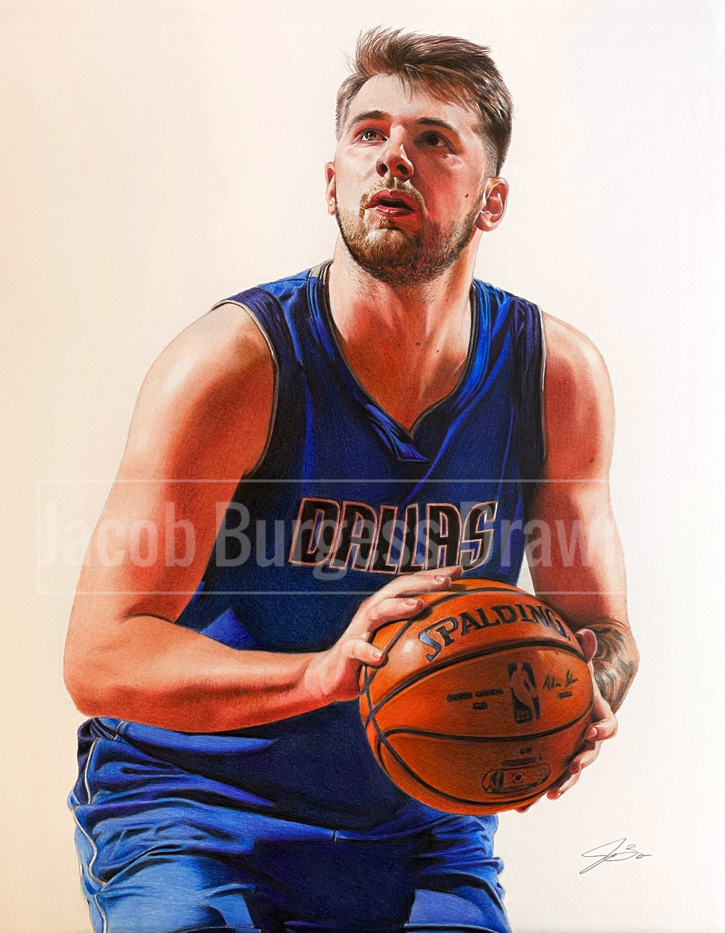 Luka Doncic Colored Pencil Drawing Lithograph Print #d To 300