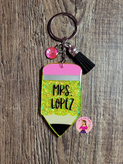 Pencil Keychain, Teacher Gift, Appreciation Personalized Gift