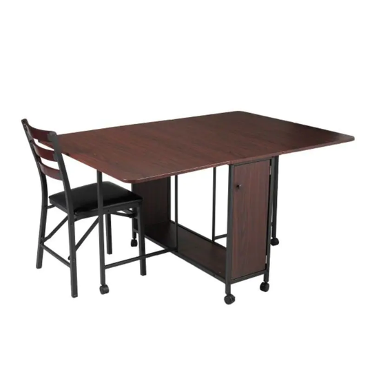 Gateleg Drop Leaf Dining Table on Lockable Wheels - 55.31"L x 35.58"W x 29.13"H