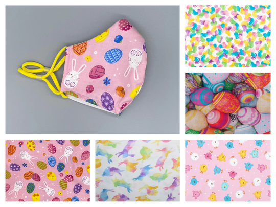 Easter, Spring Face Mask - Adult, Child, Kid, School, Adjustable, Nose Wire, Cotton, Washable, Handmade, Reusable