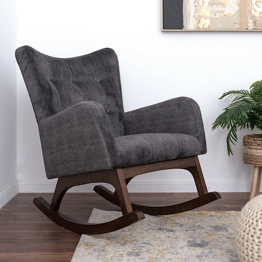 Cara Mid Century Modern Velvet Rocker Livingroom and Bedroom Chairs in Grey