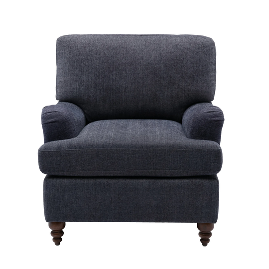 Rolled Arm Chairs Soft Accent Chair with Wood Legs for Living Room