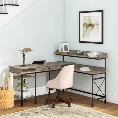 Aala L-Shape Executive Desk with Hutch
