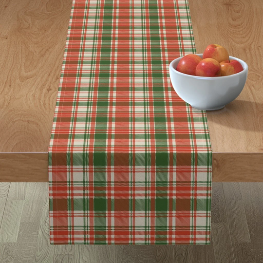 Red Green Plaid Table Runner - Christmas By Bevestudio Preppy Hunter Classic Pattern Cotton Sateen Spoonflower