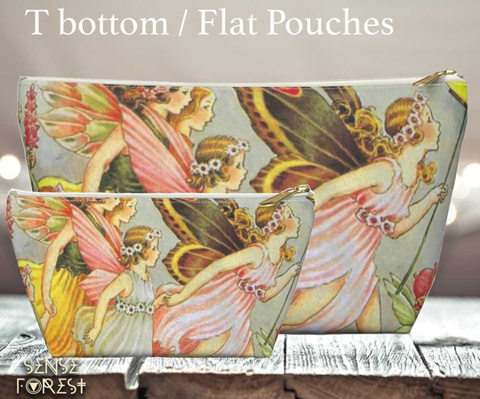 Retro Fairycore Zip Pouch, Forest Witch Vintage Art Pencil Case, Fairy Bag, Cottagecore Makeup Flat Pouch Travel Organizer
