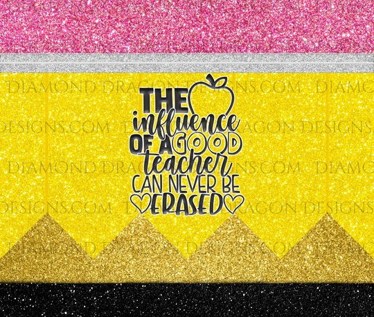 Full Page, Glitter Pencil Waterslide, Teacher, Waterslide Wrap, 9.45'' Wide - Clear For Tumblers, Laser Printed